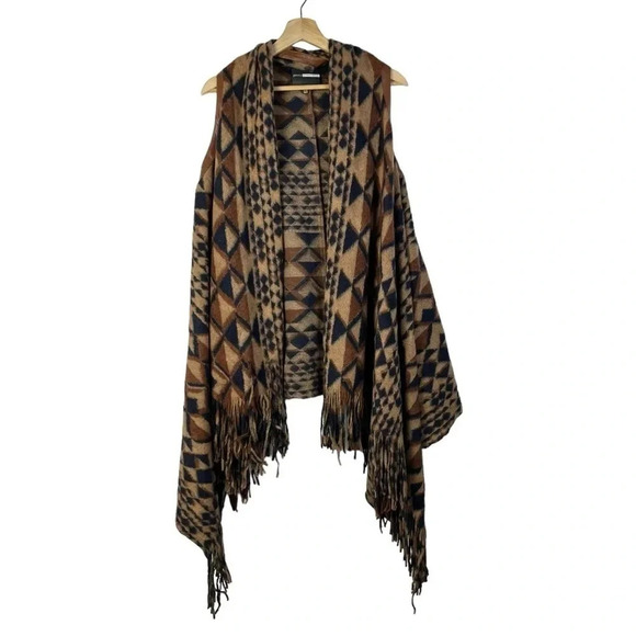 Plenty by Tracy Reese Canton Brown Boho Wool Fringe Vest XS/S - Picture 3 of 8